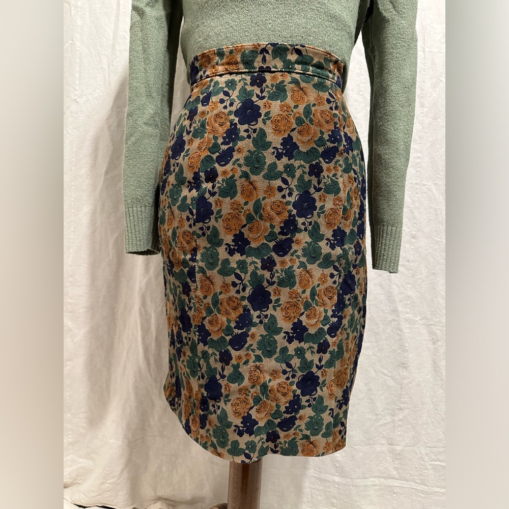 Express genuine leather floral Midi Pencil Skirt